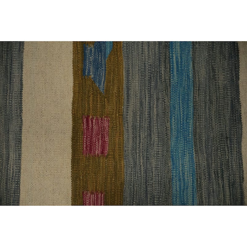 Hand Woven Oriental 100% Wool Carpet Southwestern Modern Multi-Colored Kilim Area Rug - 10' 9'' X 8' 0''