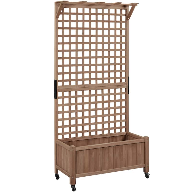 Yaheetech 72"H Wood Planter Raised Bed with Trellis Free Standing Planter Box for Garden Yard