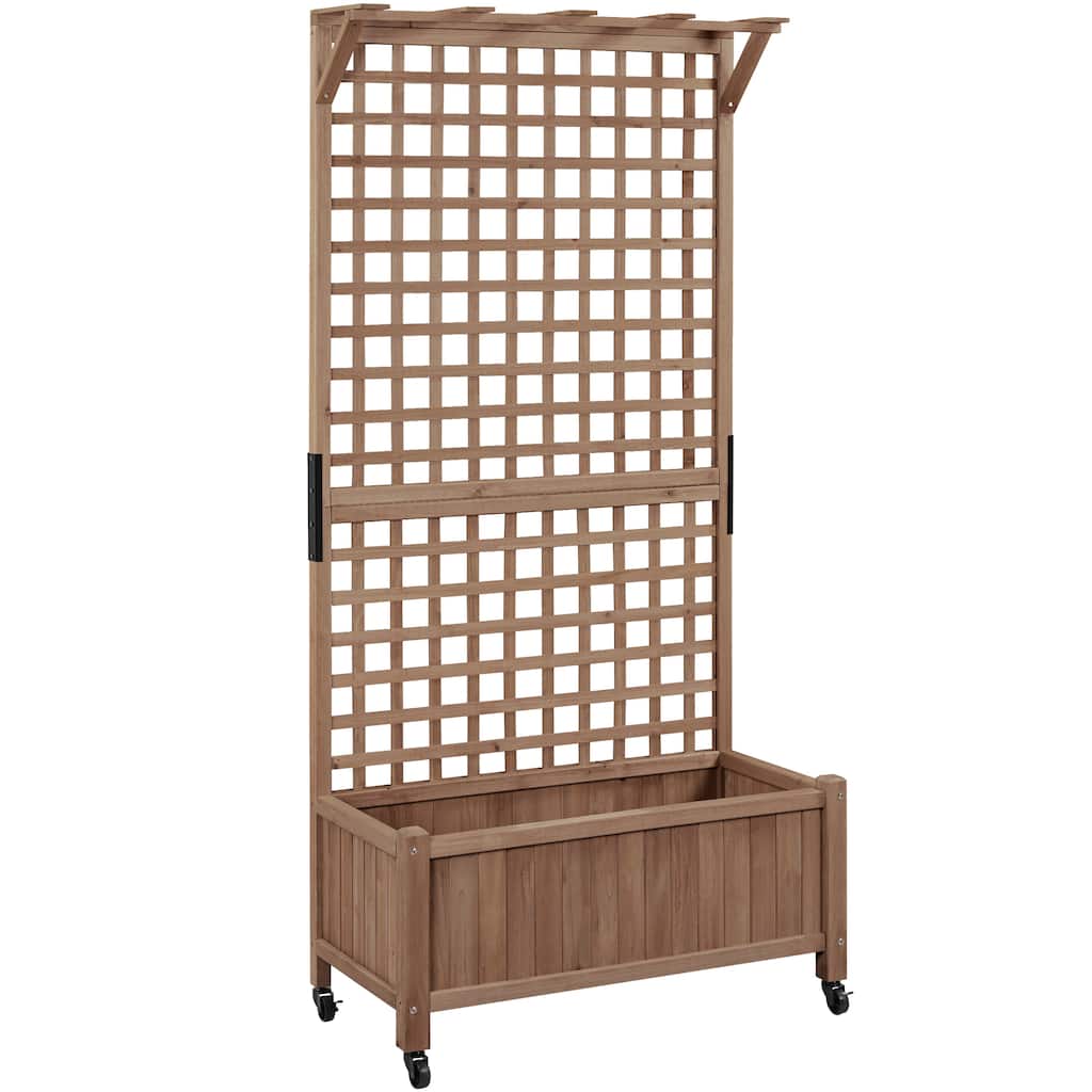 Yaheetech 72"H Wood Planter Raised Bed with Trellis Free Standing Planter Box for Garden Yard