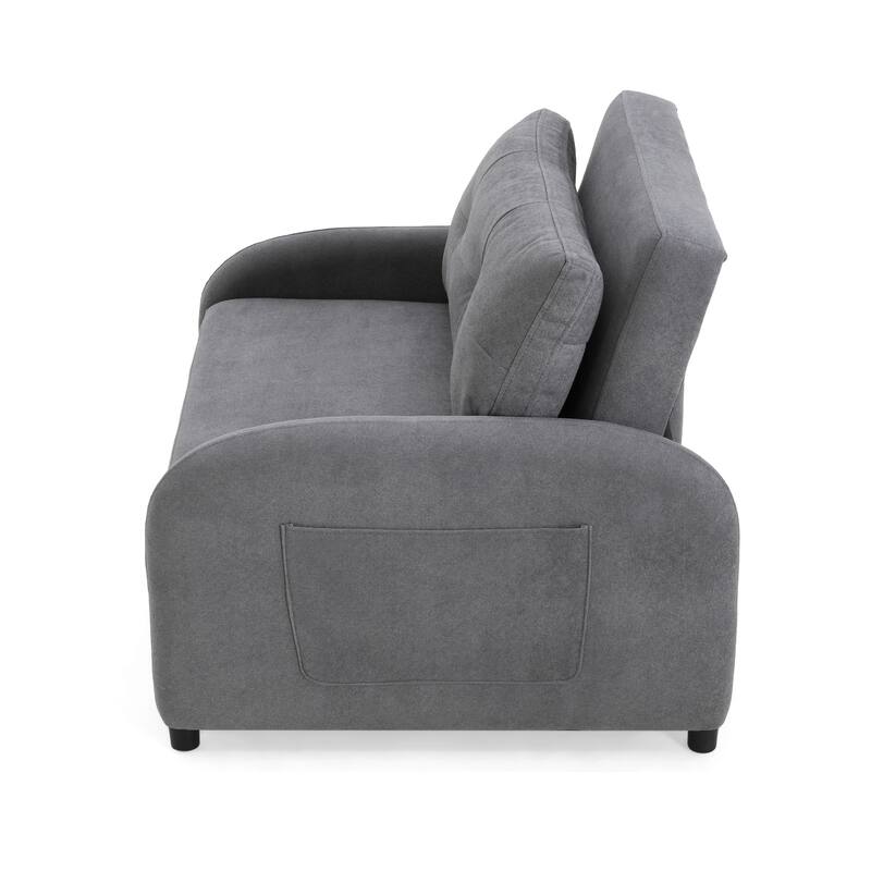 Cotton Linen 3-in-1 Sleeper Sofa Chair with Storage Pocket and Pillow