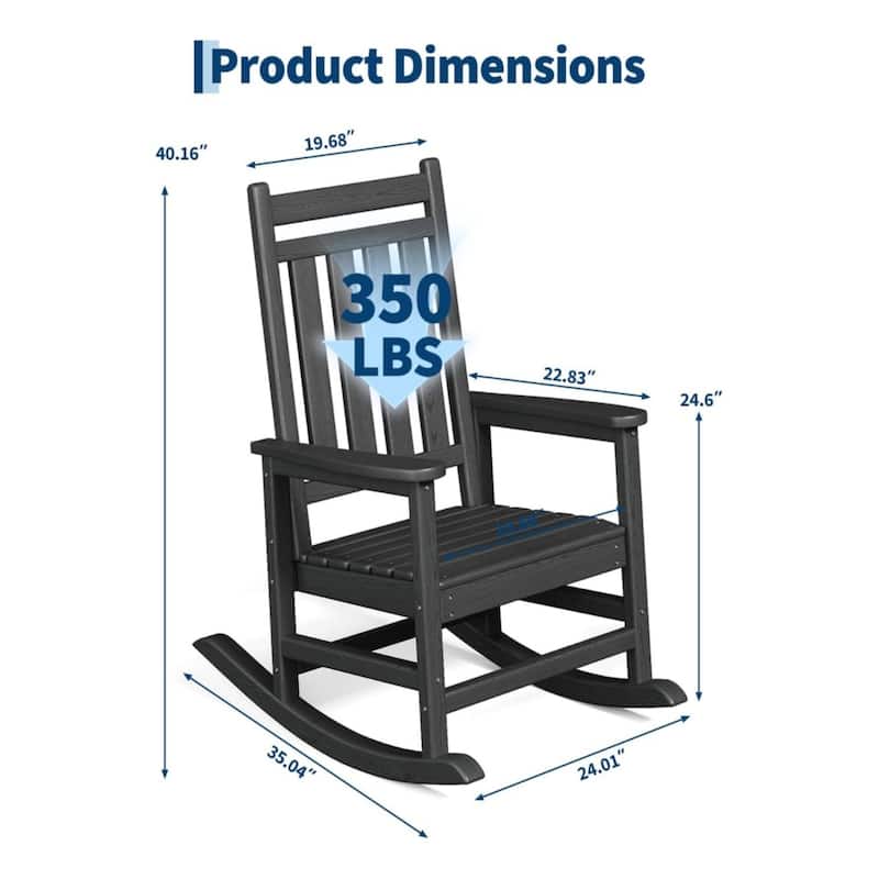 Outdoor Rocking Chair Set of 2 HDPE High-Back Rockers