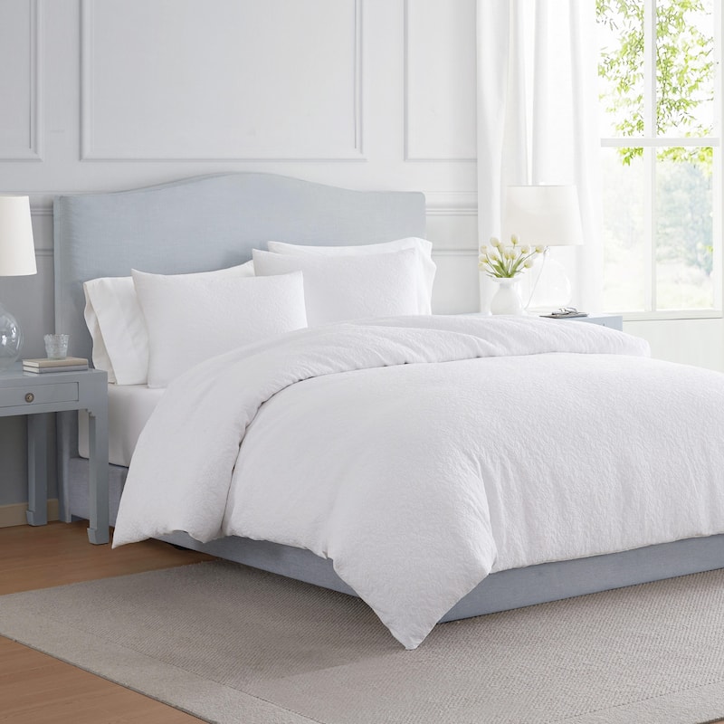 Martha Stewart Garden Trellis Cotton White Reversible Comforter Set