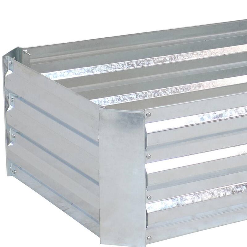 HomeRoots 12" X 48" Silver Metal Rectangular Raised Garden Bed