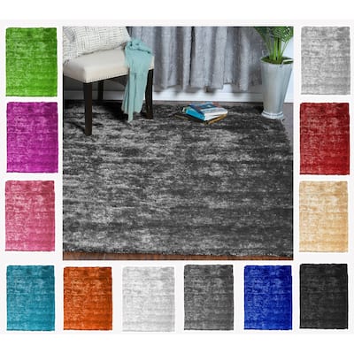 Shag Reversible Soft Solid Assorted Colors Area Rug