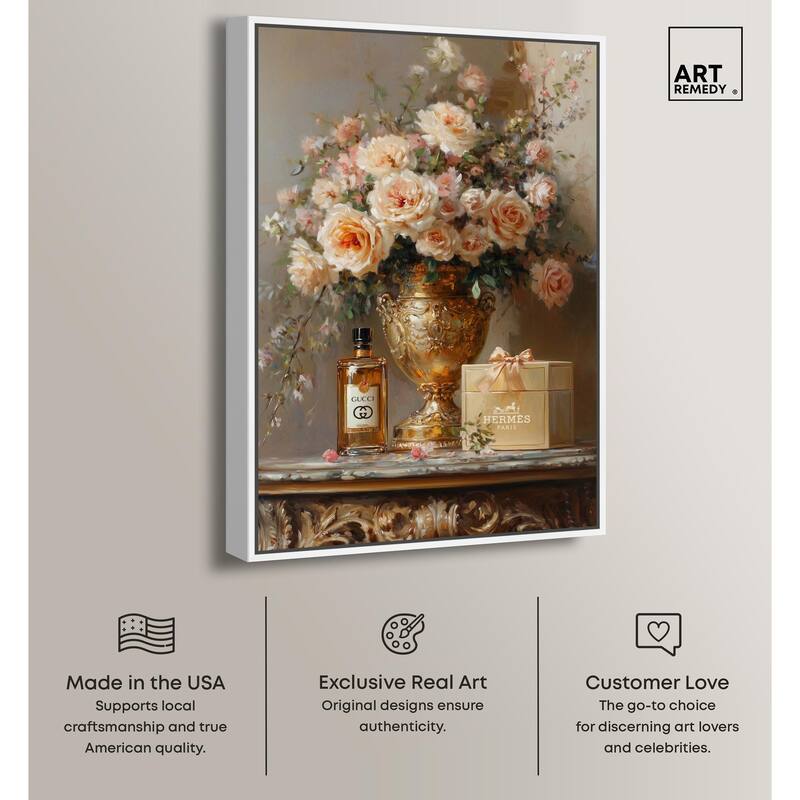 Classical Vase Tans and Floral Canvas by Art Remedy