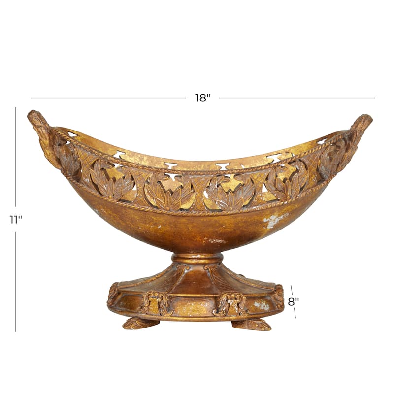 Bronze Polystone Traditional Decorative Bowl - 18 x 8 x 11
