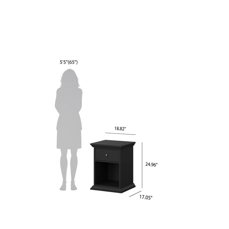 Porch & Den North Nightstand 1 Drawer and Open Storage