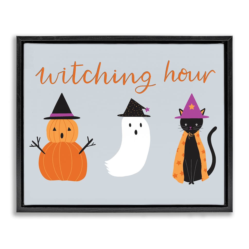 Stupell Cute Halloween Witching Hour Framed Floater Canvas Wall Art Design By Sazerelli Designs