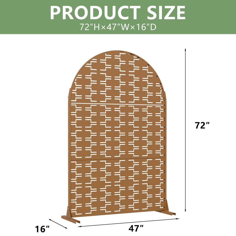 72" H×47"W Dovelina Black Outdoor Freestanding Metal Privacy Screen Decorative Garden Fence