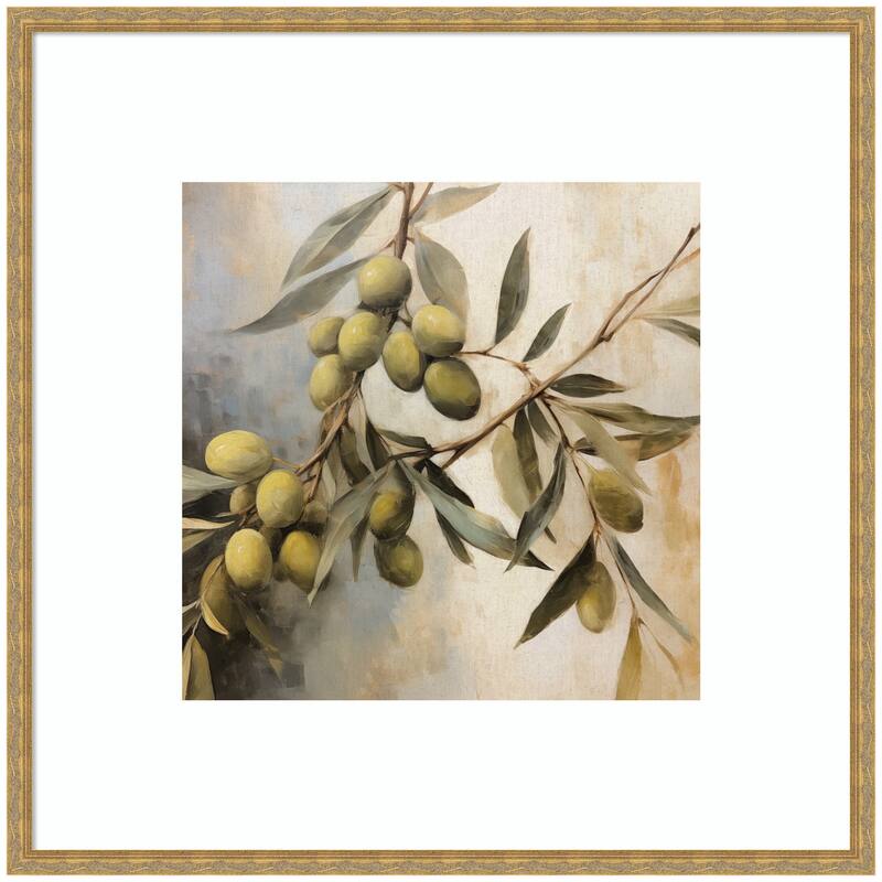 Kate and Laurel Olive Tree by The Creative Bunch Studio Framed Wall Art Print - 34 x 34 - Gold