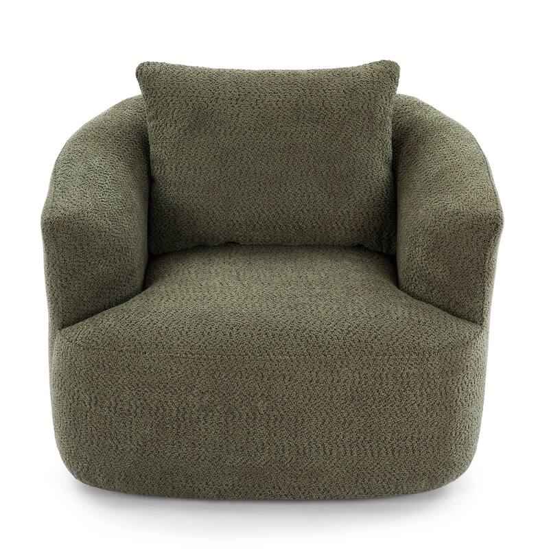 Swivel Chair with Throw Pillow & Spring Seat