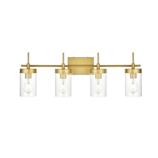 Elegant Lighting LD7319W32 Taryin 4 Light 32" Wide Vanity Light - Brass / Clear