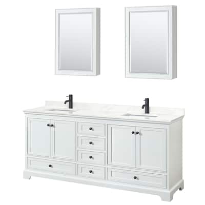 Deborah 80-inch Double Vanity, Quartz Top, Medicine Cabinets