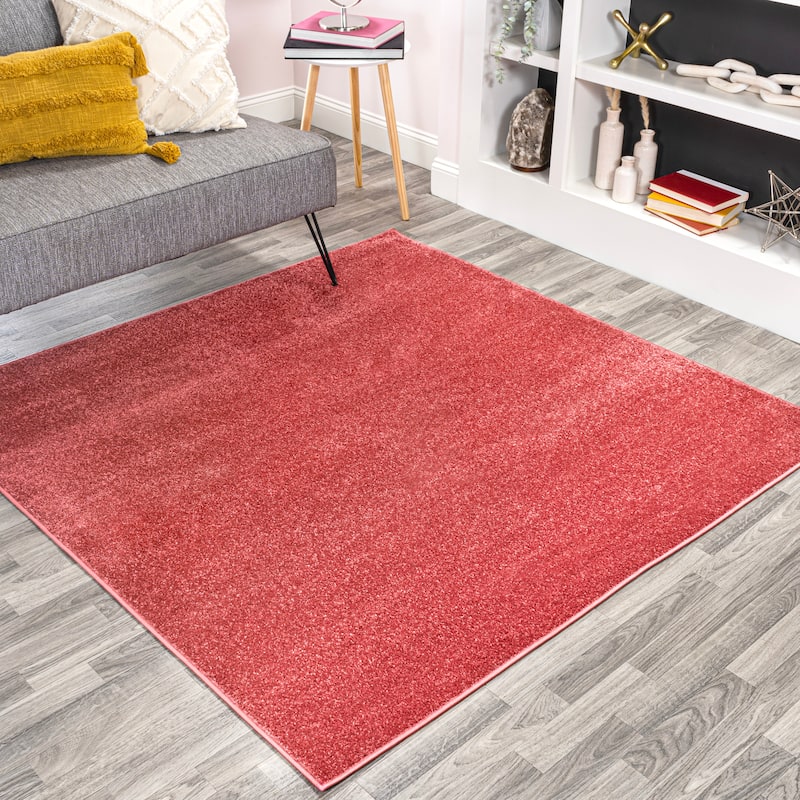 JONATHAN Y Tumbling Solid Low-Pile Area Rug - 6' Square - Red