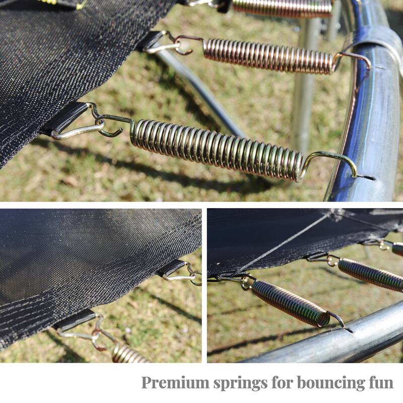 12 Ft Trampoline Pumpkin-style Safety Net With Basketball Hoop, High Tensile and Durable, Difficultly Bent Steel Frame