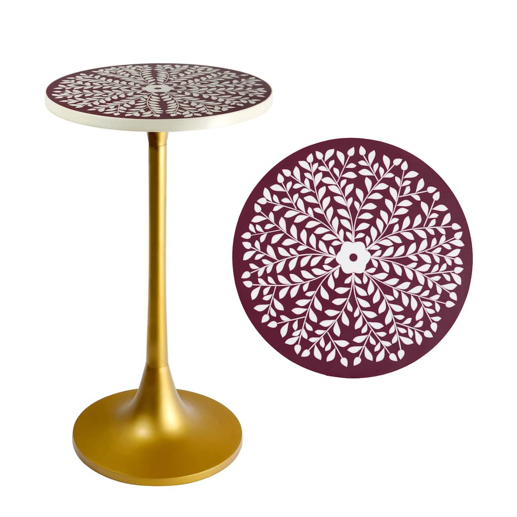 Miles 25" Modern Bohemian Metal/Resin Inlay Top End Table, by JONATHAN Y