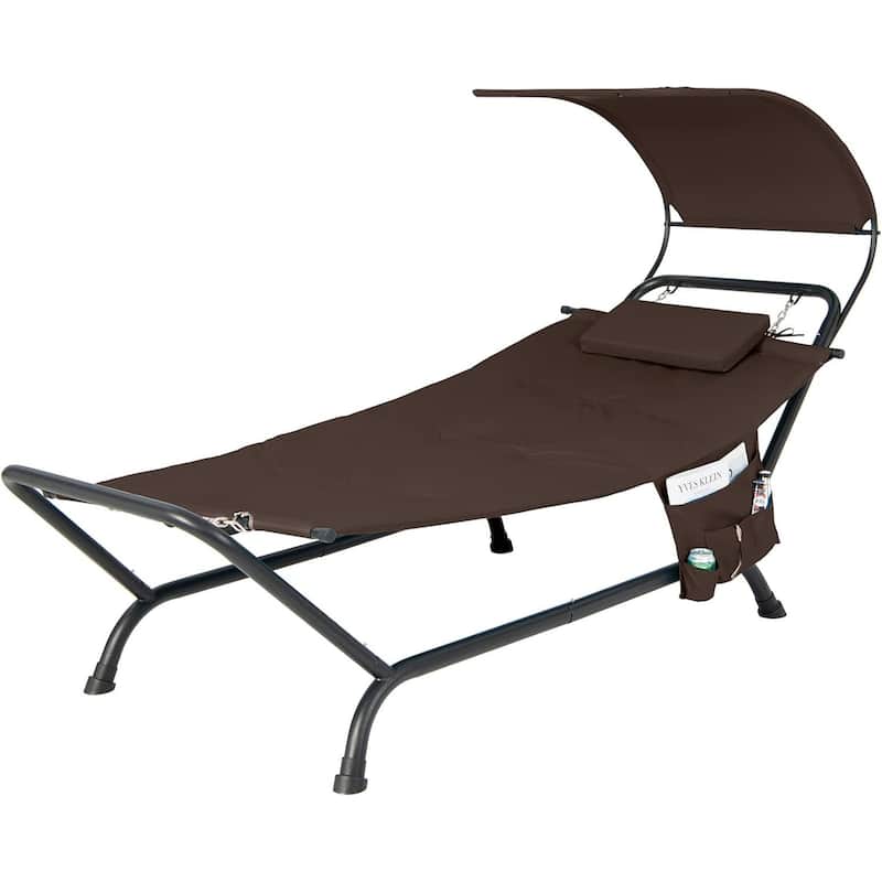 Patio Hanging Chaise Lounge Chair - Brown