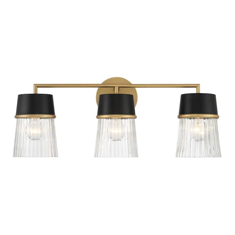 Minka Lavery 1903 Stamford 3 Light 24" Wide Vanity Light - Dark Matte Black / Legacy Brass