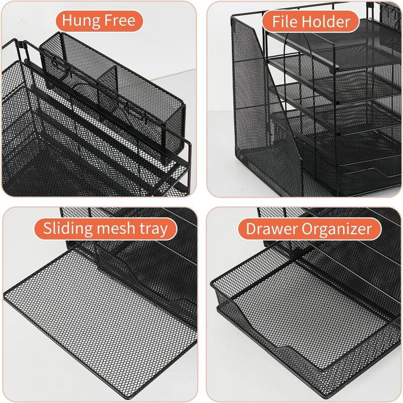 5-Tier Paper Letter Tray Organizer - 11.81"D x 11.61"W x 11.01"H