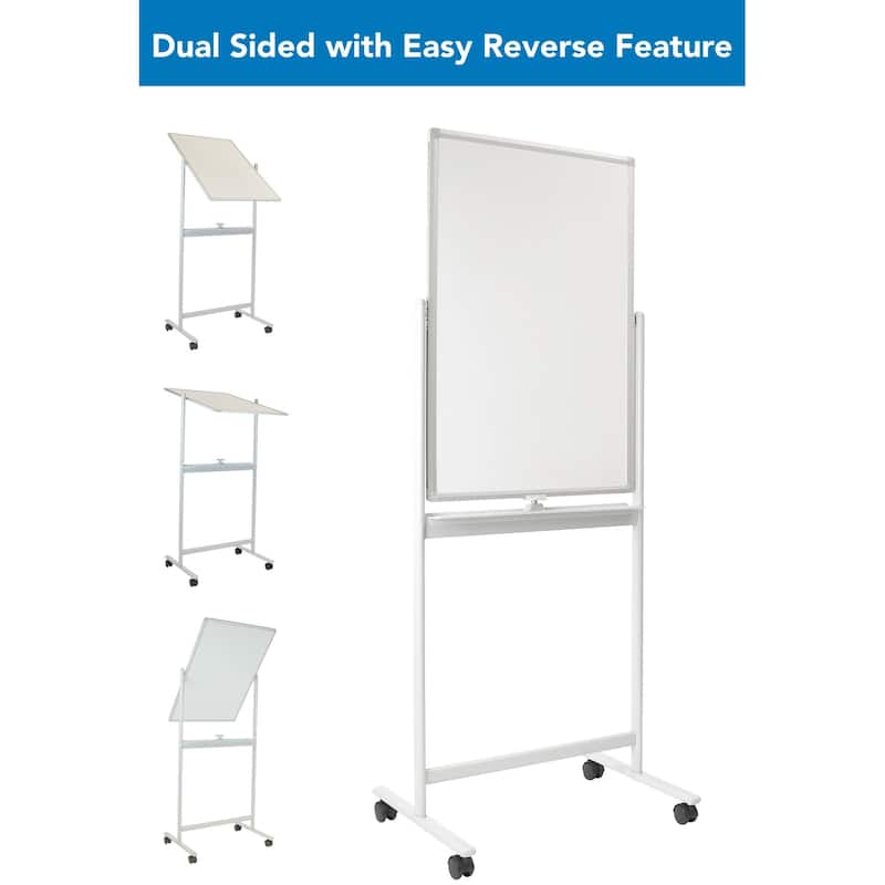 Mount-It! Mobile Dry Erase Whiteboard | 36x24 Inches | Double-Sided Dry Erase Board | Wall Mountable