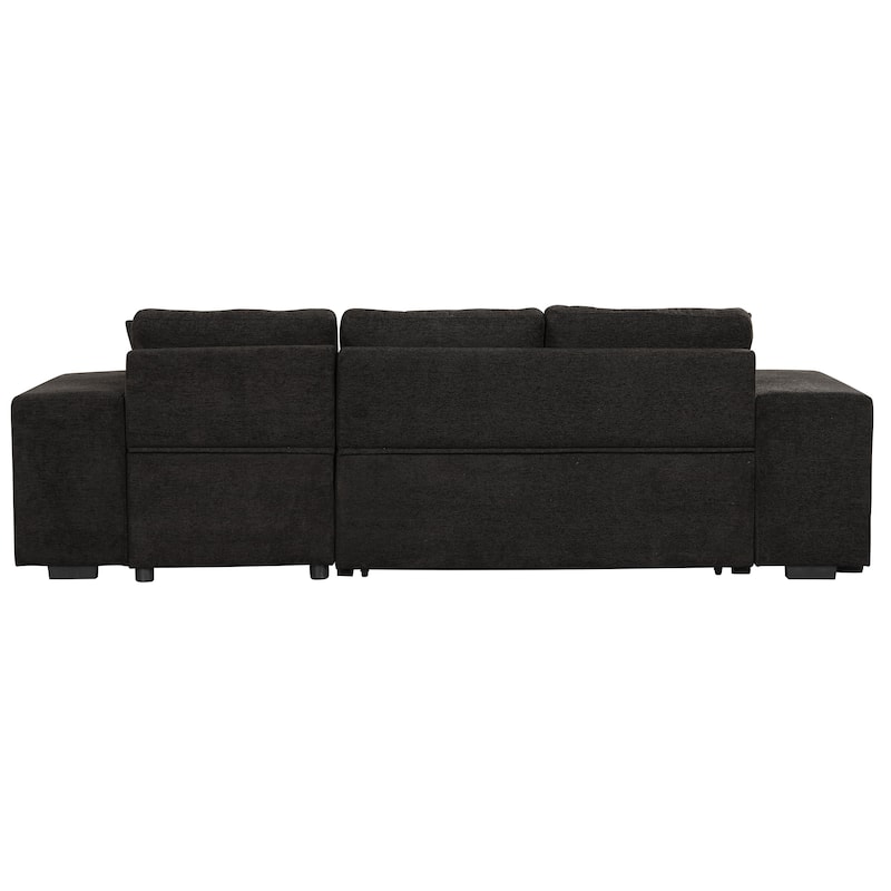 104.5" Chenille L-Shaped Sectional Sofa Bed, 3-Seater