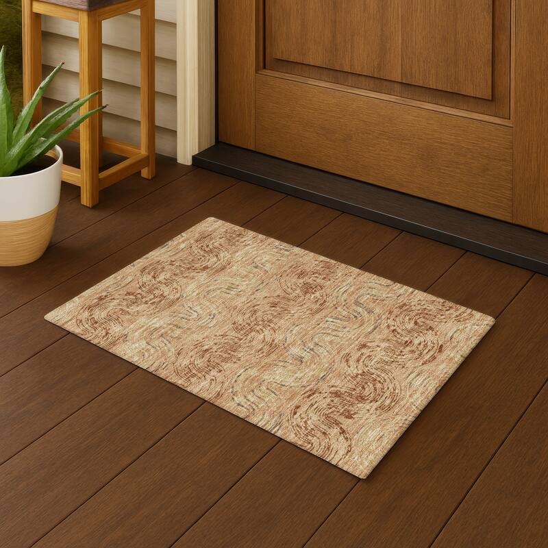 Machine Washable Indoor/ Outdoor Modern Ari Chantille Rug - Copper - 1'8" x 2'6"