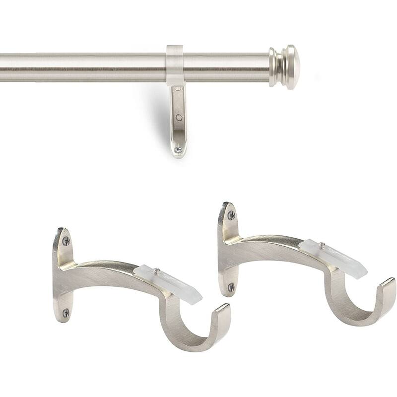 Deco Window 1 Inch Adjustable Curtain Rod for Windows & Doors Curtains with Endcap Round Finials & Brackets Set