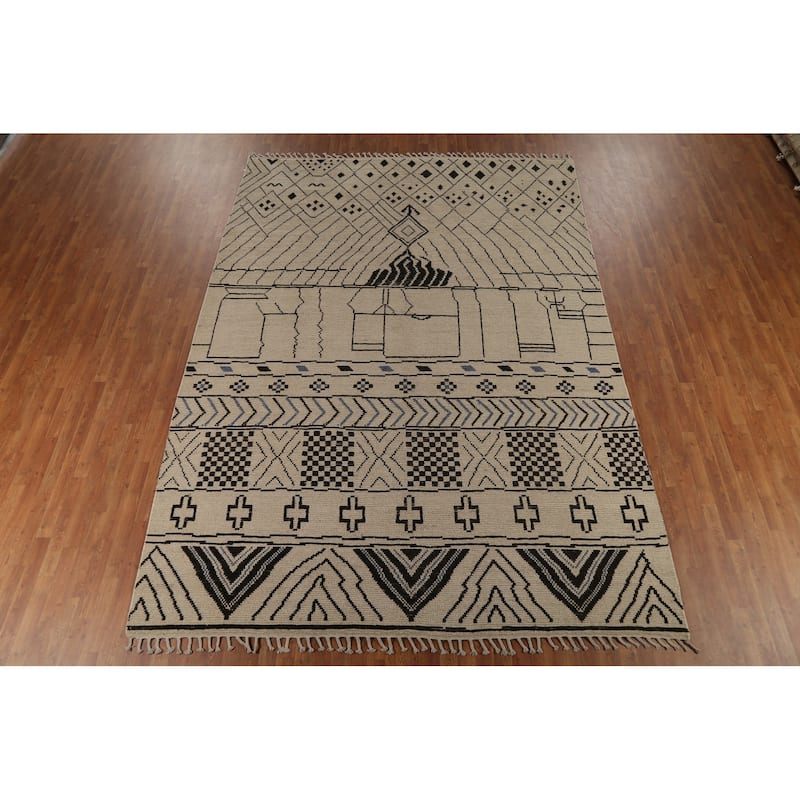Trellis Moroccan Oriental Area Rug Handmade Wool Carpet - 8'9"x 12'3"