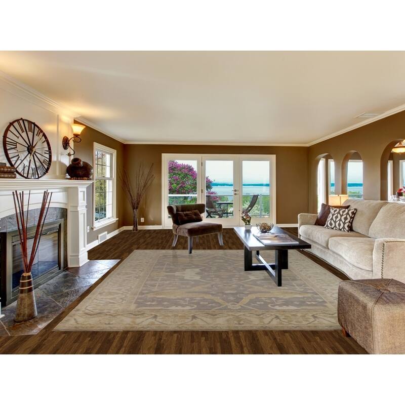 Grey Oushak Indian Area Rug Hand-Knotted Wool Carpet - 9'1" x 11'9"