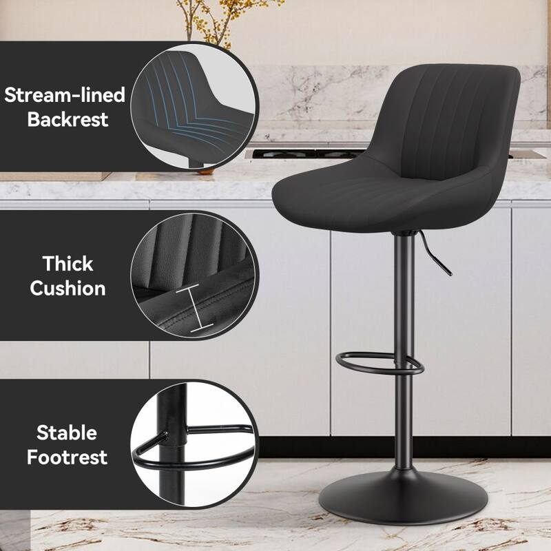 Set of 2 Adjustable Counter Height Swivel Bar Chairs