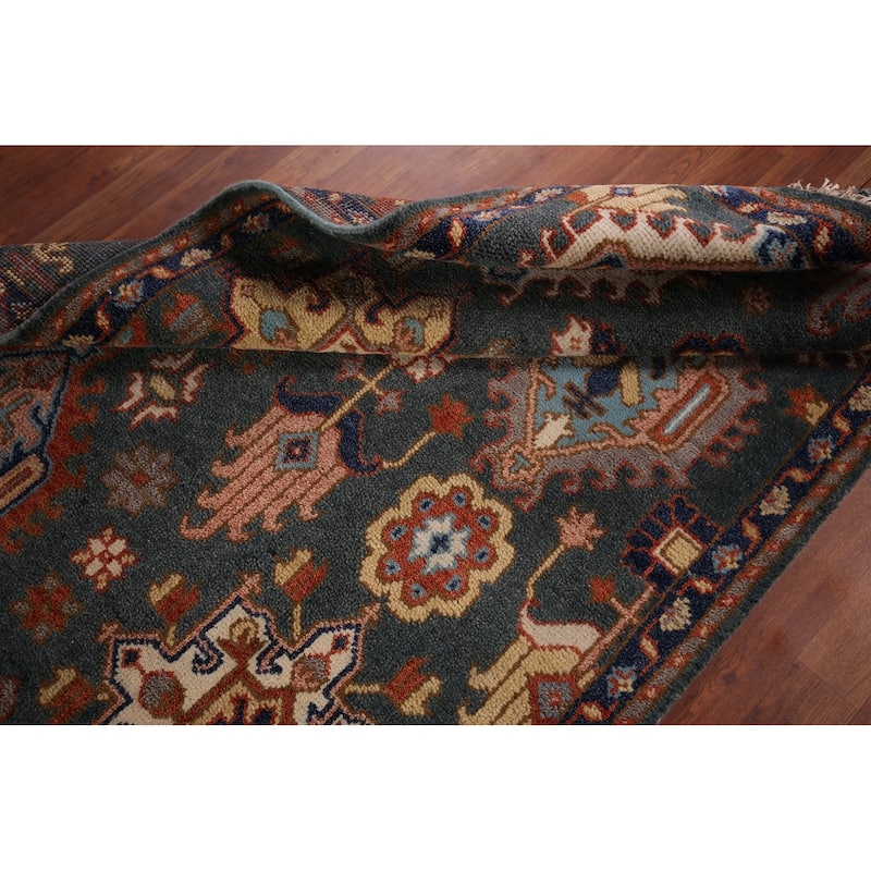 Geometric Oushak Indian Accent Rug Handmade Wool Carpet - 4'1" x 6'2"