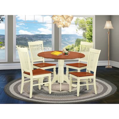 5 Piece Dining Set - Kitchen Table & 4 Chairs - Antique Style Wood Seating