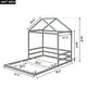 preview thumbnail 4 of 6, Wooden Full Size House Kids Bed Frame with Guardrail for Fun Sleeping Space, Safety Guaranteed, Easy to Assemble, Grey