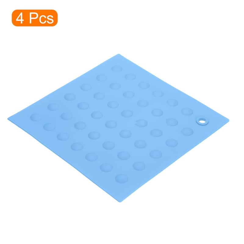 4pcs Silicone Pot Holder Trivet Mat Hot Pads Non-Slip Heat Resistant - Sky Blue