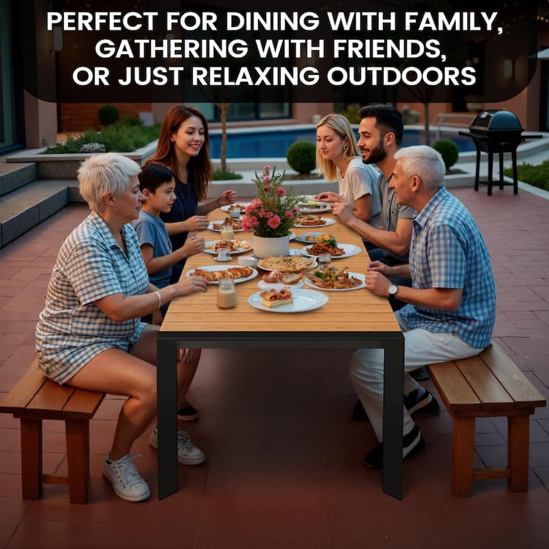 Outdoor Aluminum Patio Dining Table with Umbrella Hole