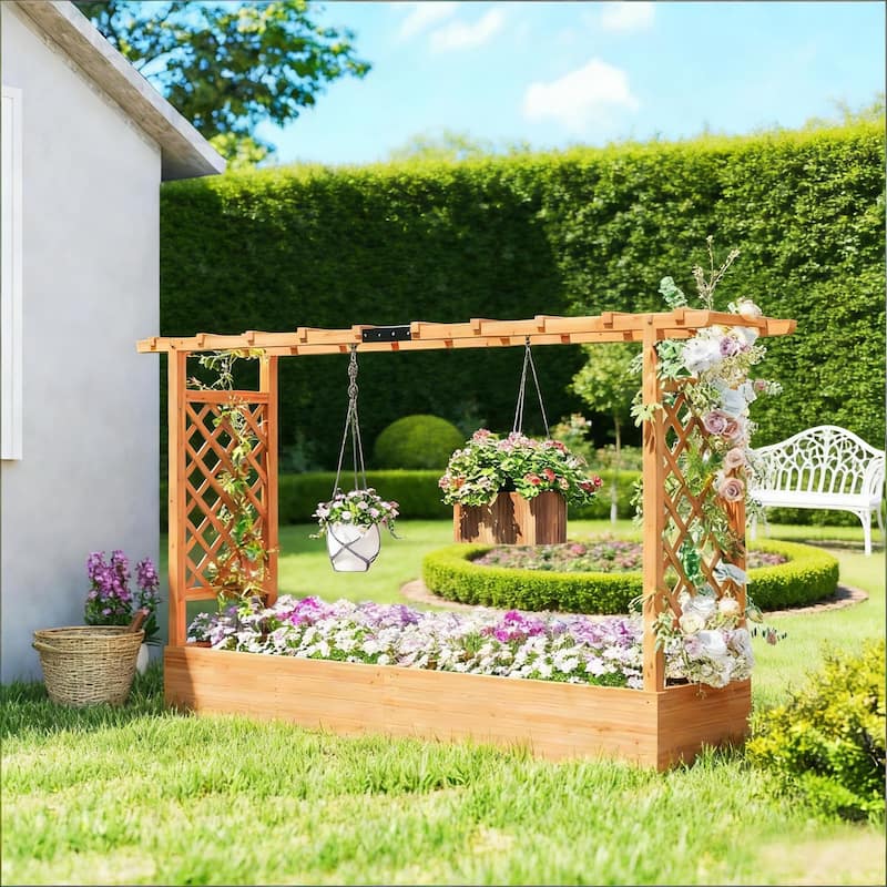 Raised Planter Garden with Trelli, Drainage for Tomatoe Climbing Plant