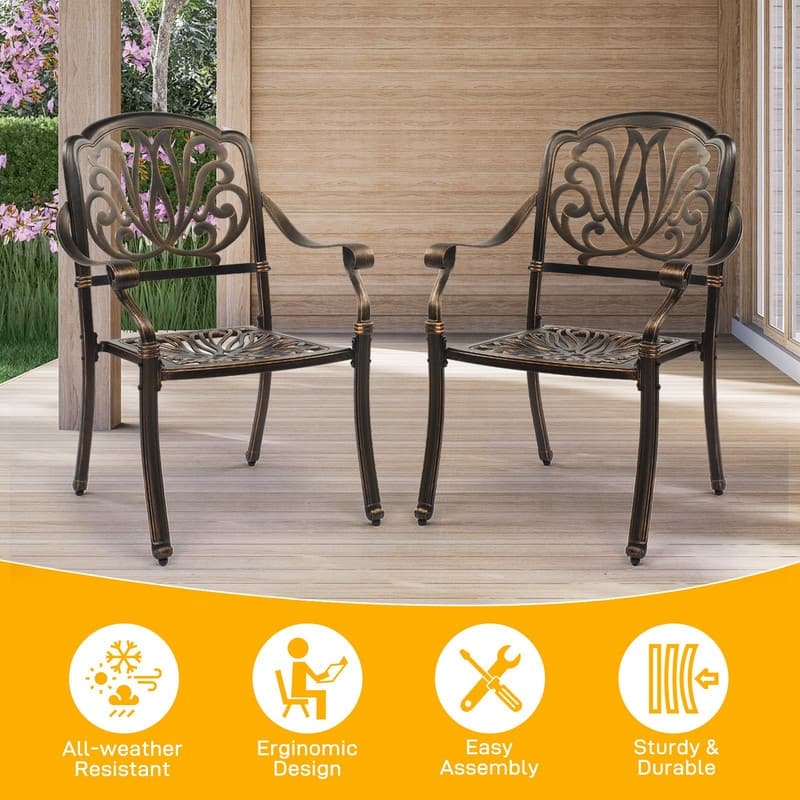 Patio Cast Aluminum Dining Chair Set (Set of 2)