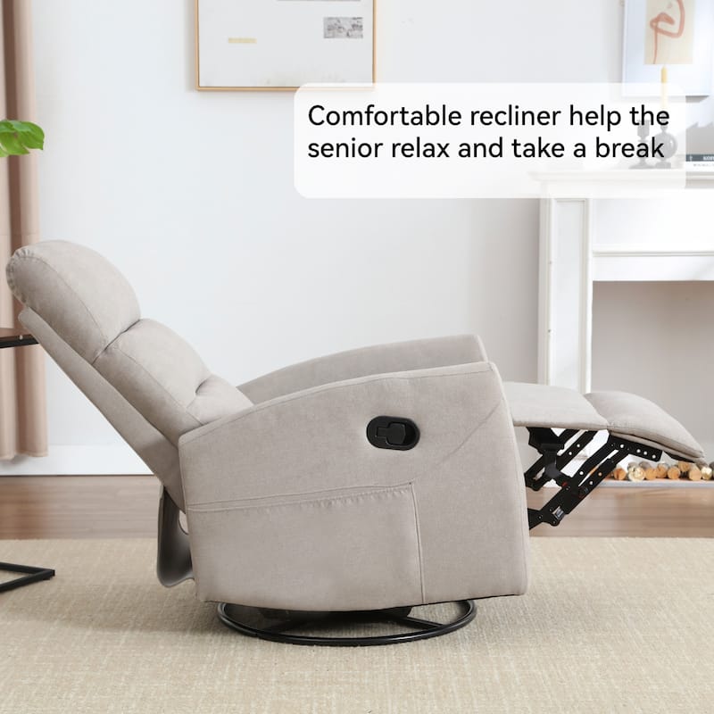 Swivel Rocking Recliner Chair with 155° Recline & Tool‑Free Setup