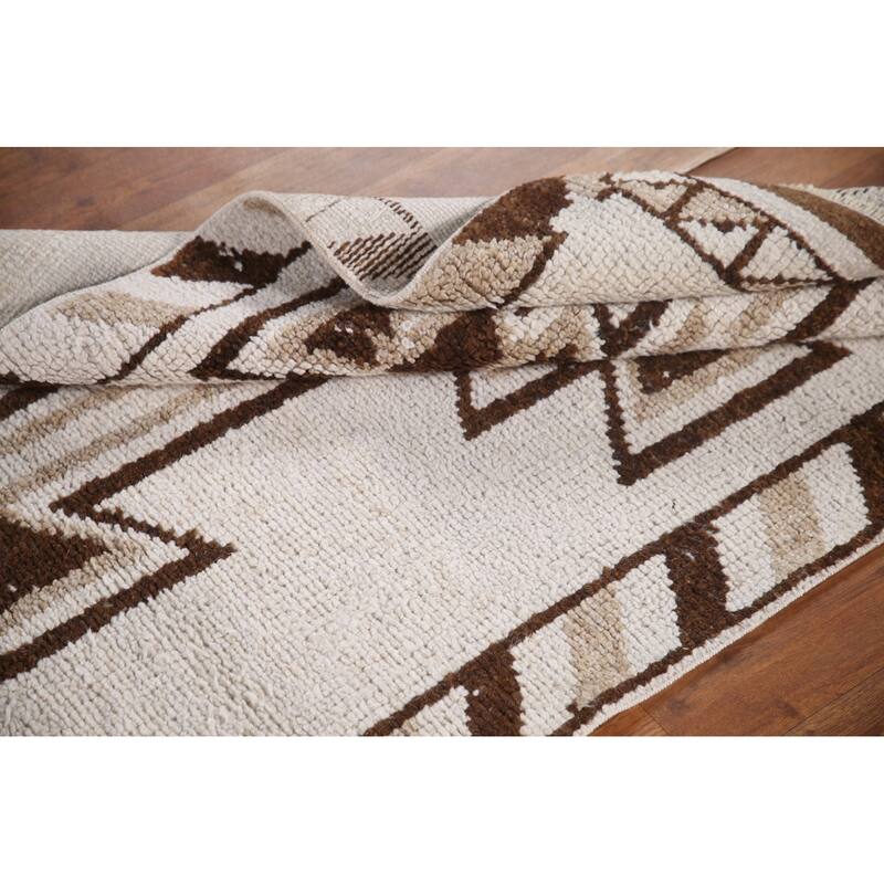 Natural Dye Anatolian Turkish Runner Rug Handmade Beige Wool Carpet - 2'11"x 12'2"