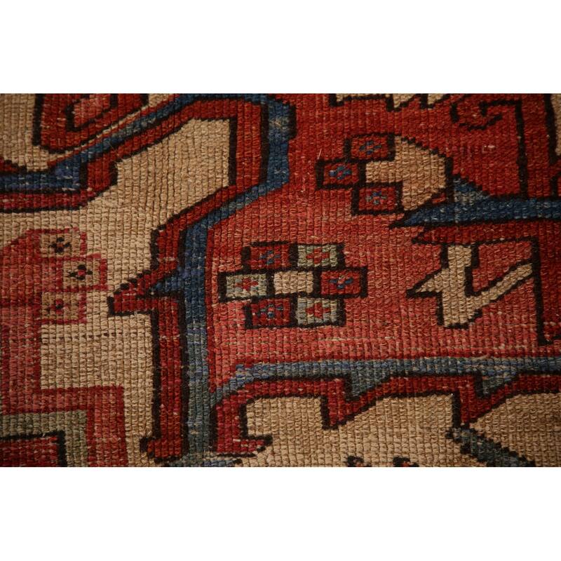Pre-1900 Antique Vegetable Dye Heriz Serapi Persian Wool Carpet - 9'2" x 10'10"