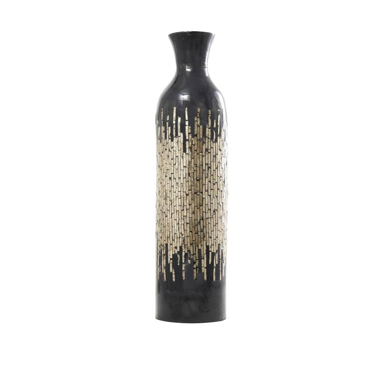 Capiz Shell Handmade Decorative Vase with Ombre Design - Black - Roche River Decor