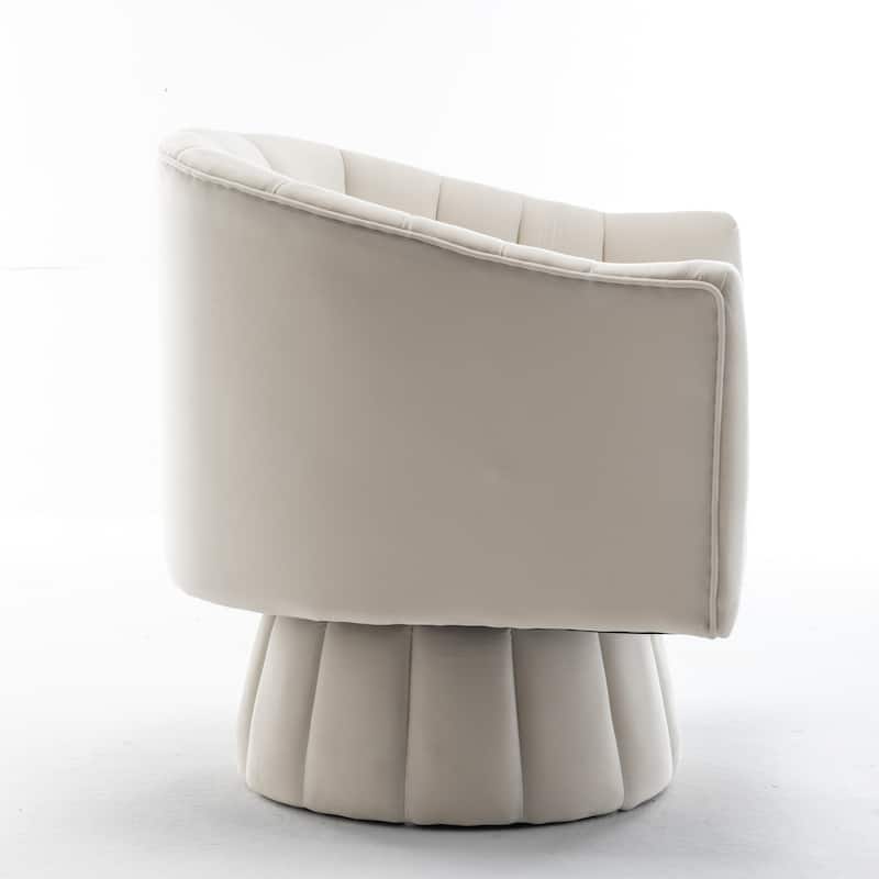 SEYNAR Modern Glam Velvet Upholstered Round Swivel Accent Arm Barrel Chair for Living Room