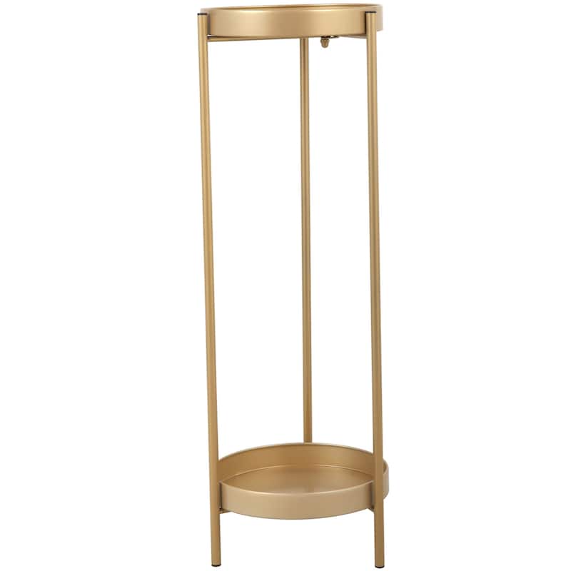 Plant Stand Potted Plant Holder Shelf Modern Metal Rack 2-Tier Golden