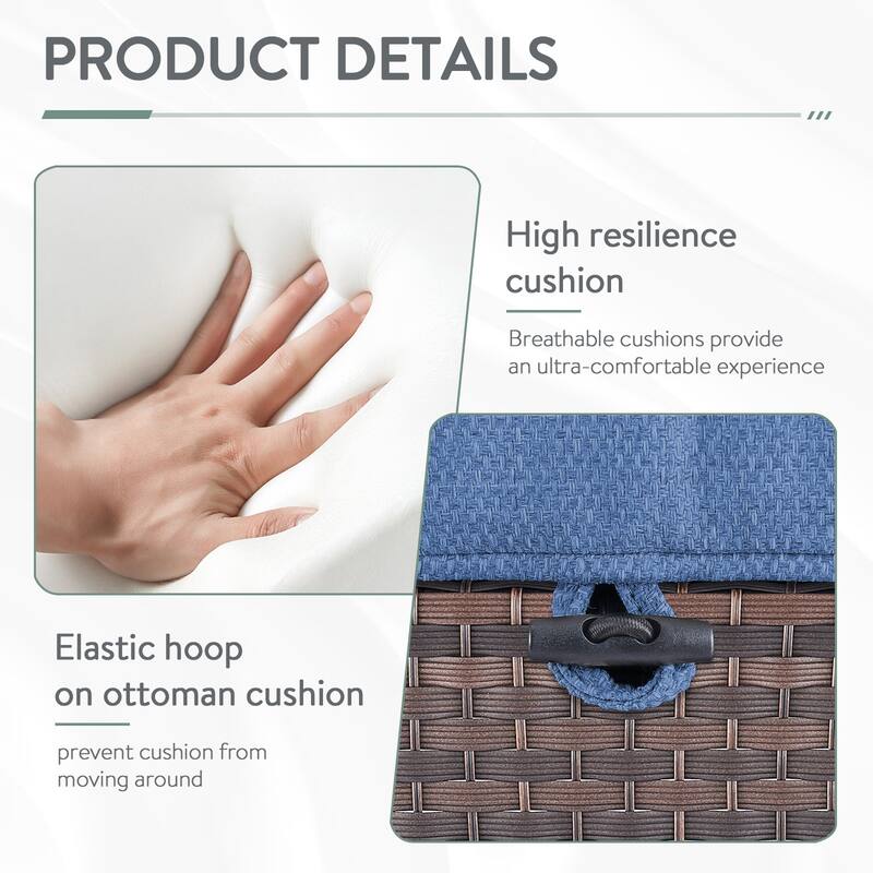 Outside Patio Wicker Ottoman with Cushion