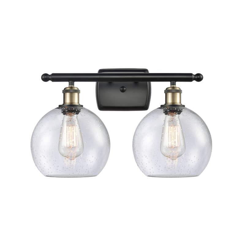 Innovations Lighting 516-2W-12-18 Athens Vanity Athens 2 Light 18" - Black Antique Brass / Seedy