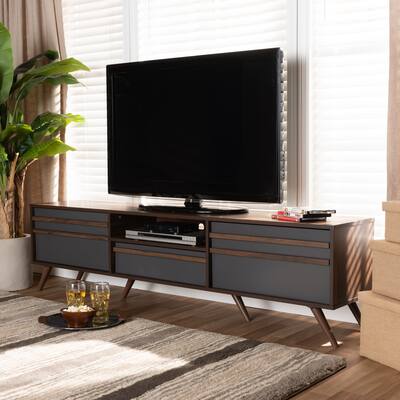 Naoki Modern and Contemporary TV Stand with Drop-Down Compartments
