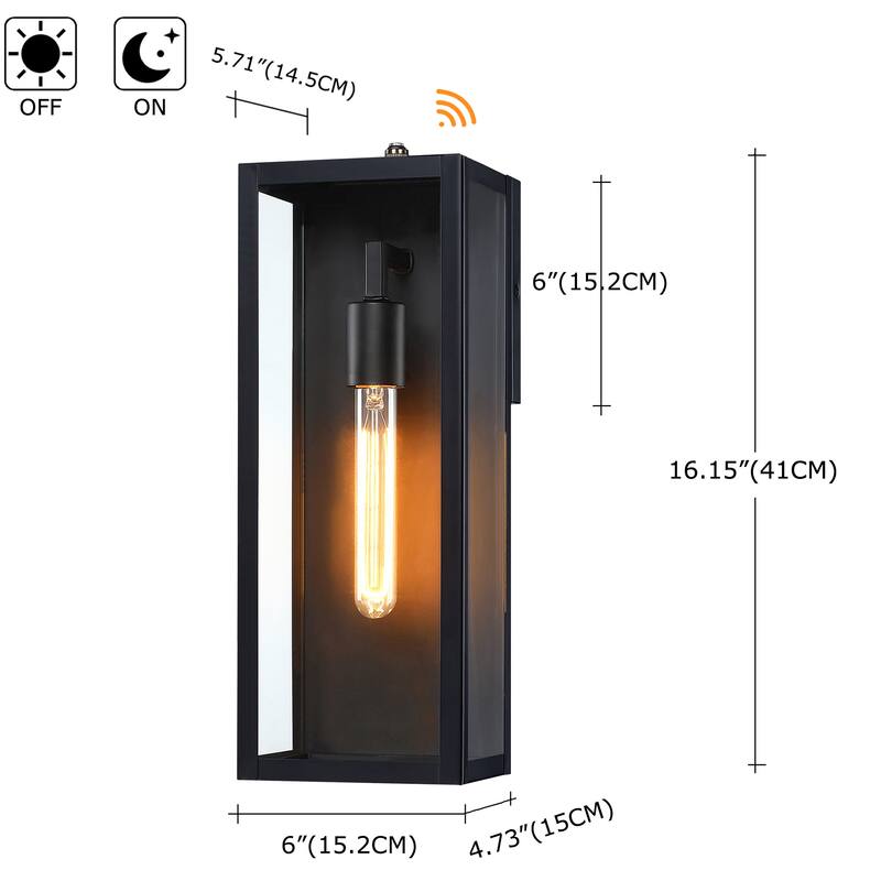 1-Light 12.76in Outdoor Wall Light with Matte Black Finish & Clear glass shade