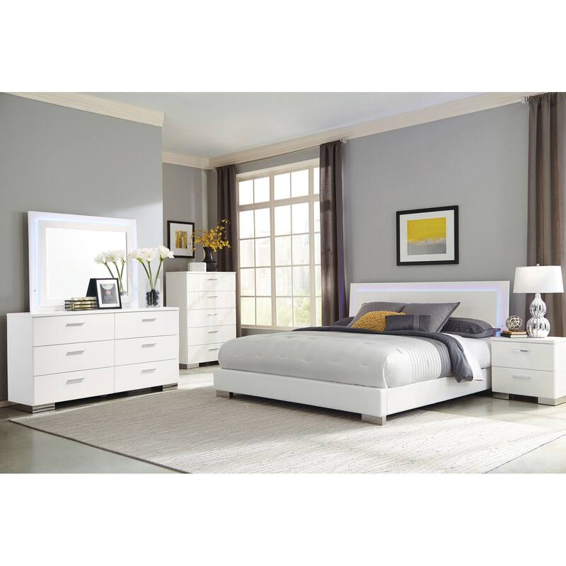 Dulcey White High Gloss 5-drawer Bedroom Chest