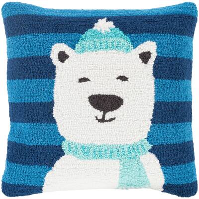 Terrassa Navy 18 in. Polar Bear Holiday Throw Pillow Cover