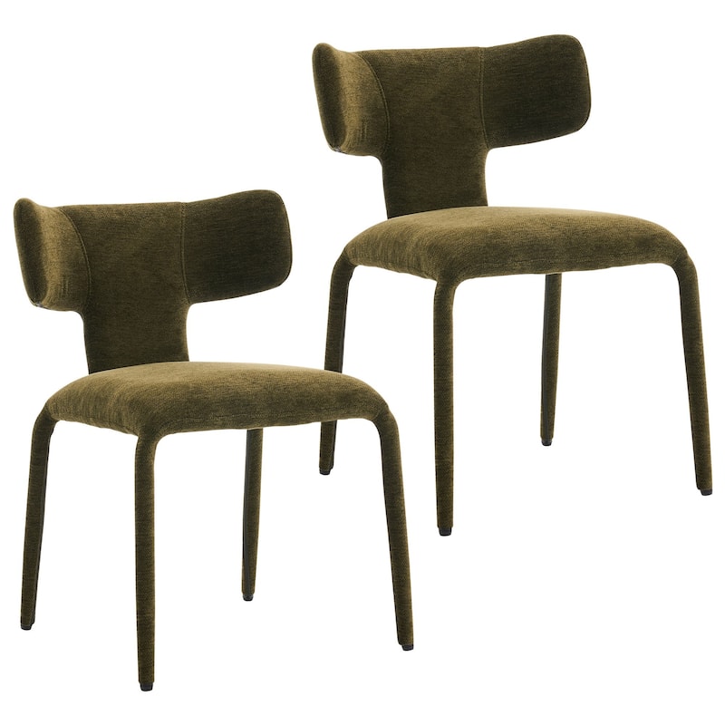 Modern Dining Chairs Set of 2, 18.9"Wx18.5"D Contemporary Fabric Side Chairs - Green